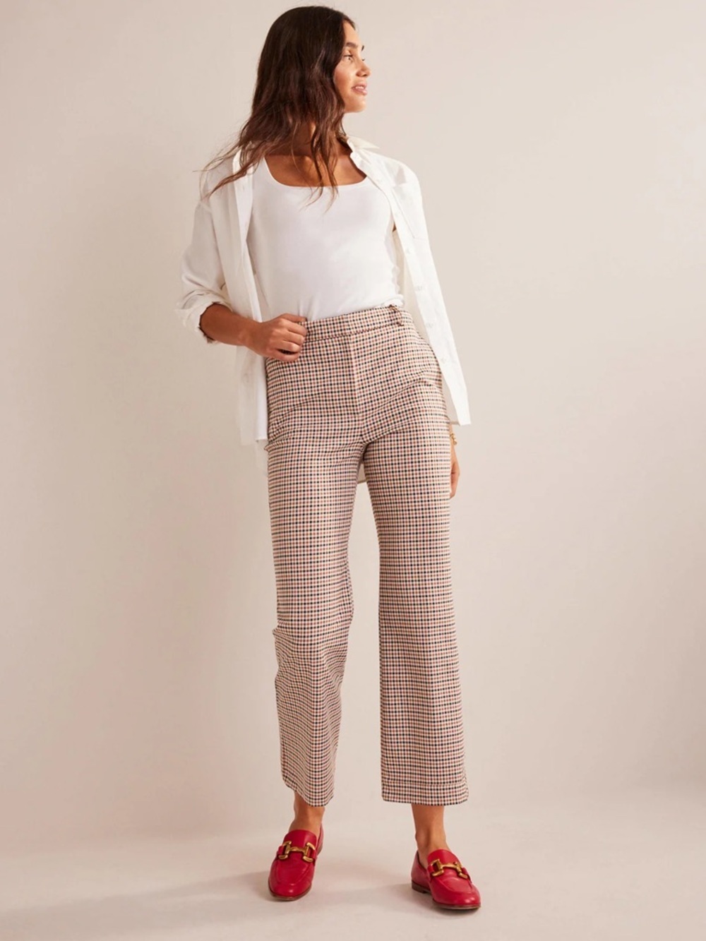 BODEN Chelsea Check Gingham Cropped Trouser Pants